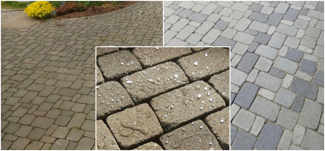 Vorher- Nacher Bilder nach der Pflastersteinreinigung und Imprägnierung MAK - Pflastersteine Reinigung und Imprägnierung